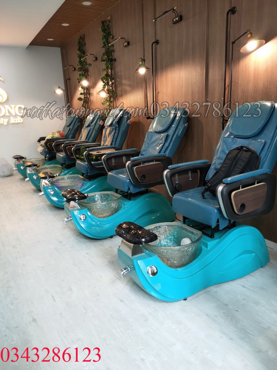 ghế nail massage màu xanh 